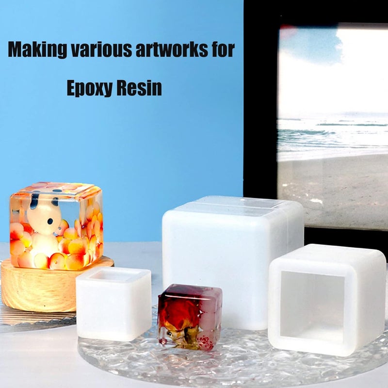 ZQYSING (3 Pack) Resin Cube Molds, Deep Square Silicone Molds for Epoxy Resin Casting DIY Art Craft Candle Soap Making - Image 5